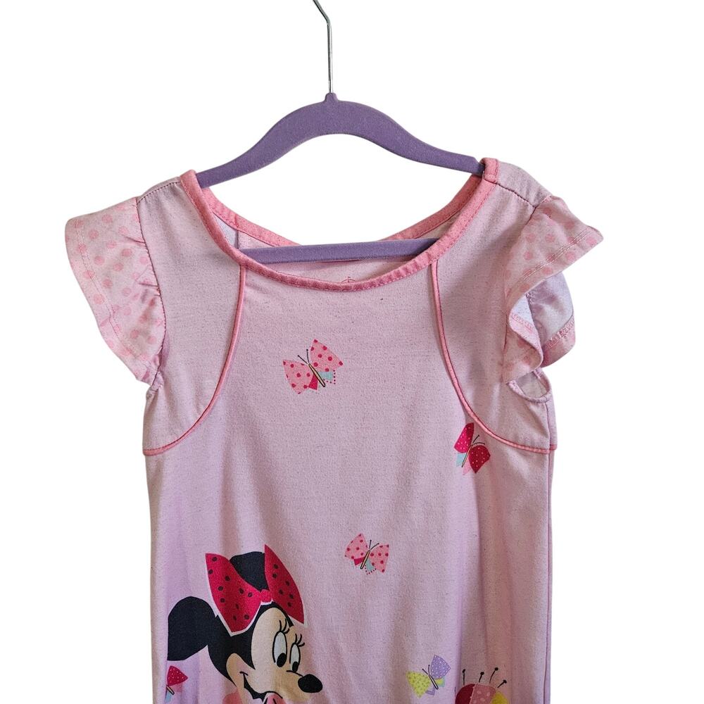 Disney Girls Size 5/6 Minnie Mouse & Kitty Pajama Dress Pink Ruffle Nightie - Picture 2 of 5